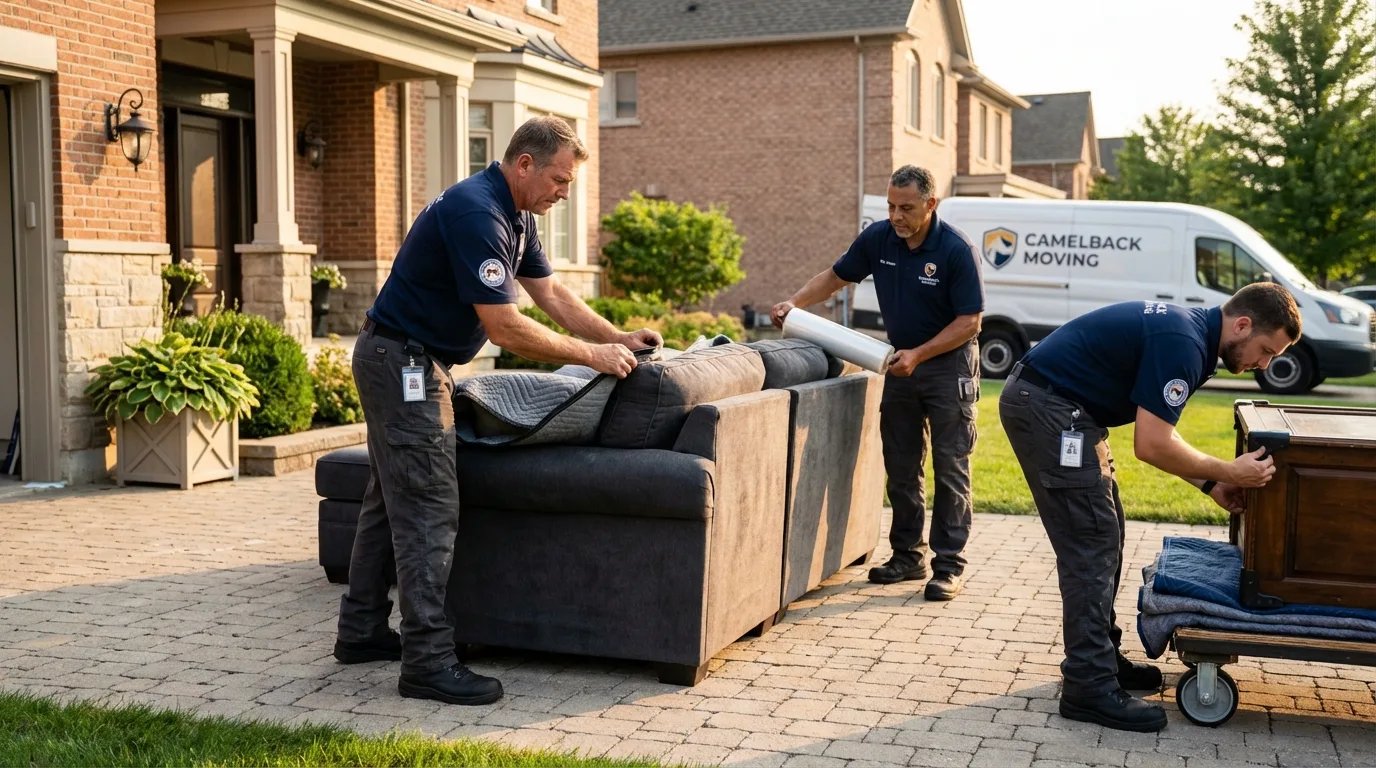 Large estate moving crew wrapping furniture in Johnsonburg, PA